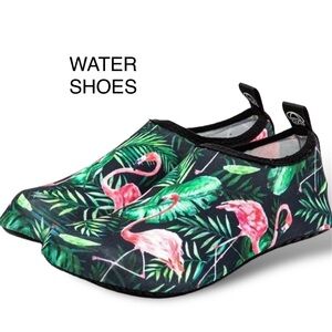 Barefoot Quick Dry Water Shoes Aqua Socks Pink Flamingo Palm women’s 5.5-6.5 New